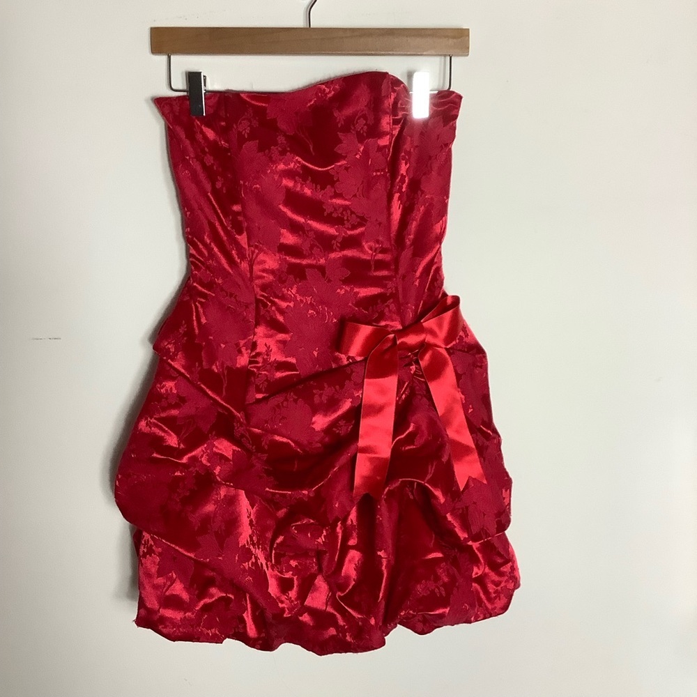 Jessica Mclintock Gunny Sax Red Strapless 80s Style dress